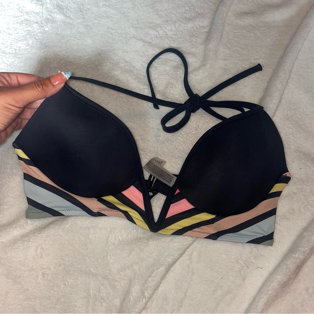 Victoria's Secret Black and Pastel Bikini Top